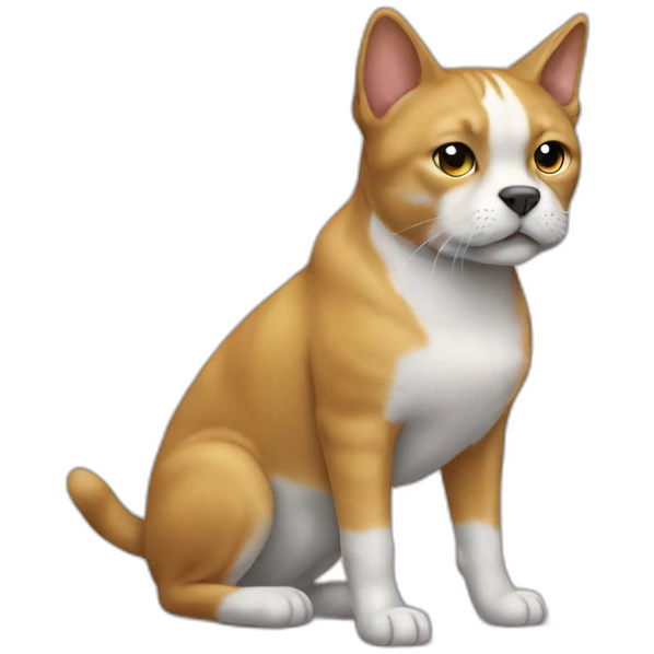un chat sur un chien emoji