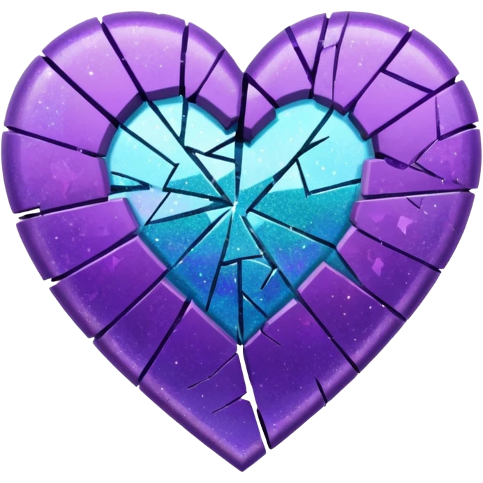 glitter cian and purple broken heart emoji