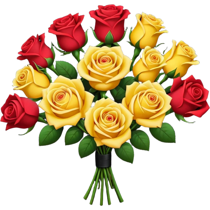 Yellow rose and red rose bouquet with black paper emoji