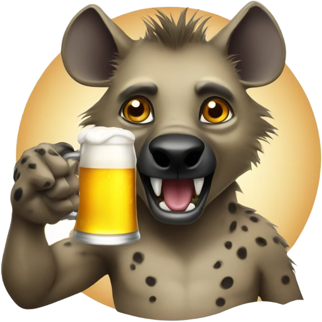 Hyena with beer  emoji