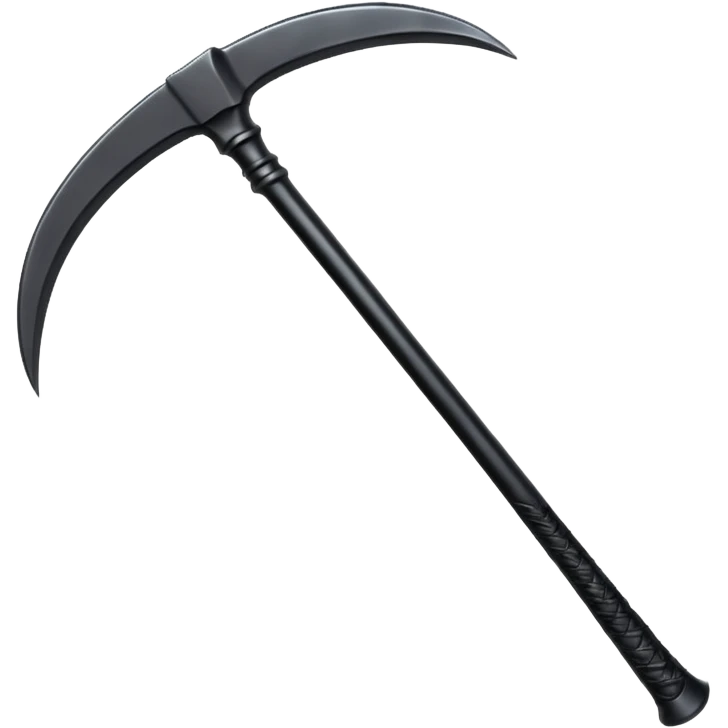 The scythe of the God of Death, a symbol of death, is long and straight, entirely in deep black. emoji