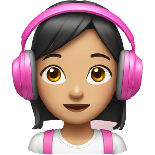 Asian girl with pink headphones emoji