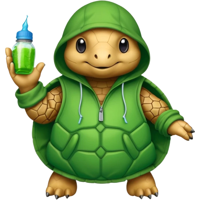 Une tortue avec une cagoule et qui fait des graffiti emoji