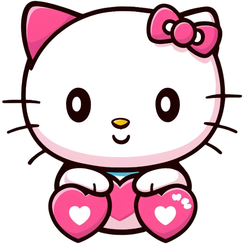 Pink Hello kitty with love hearts  emoji