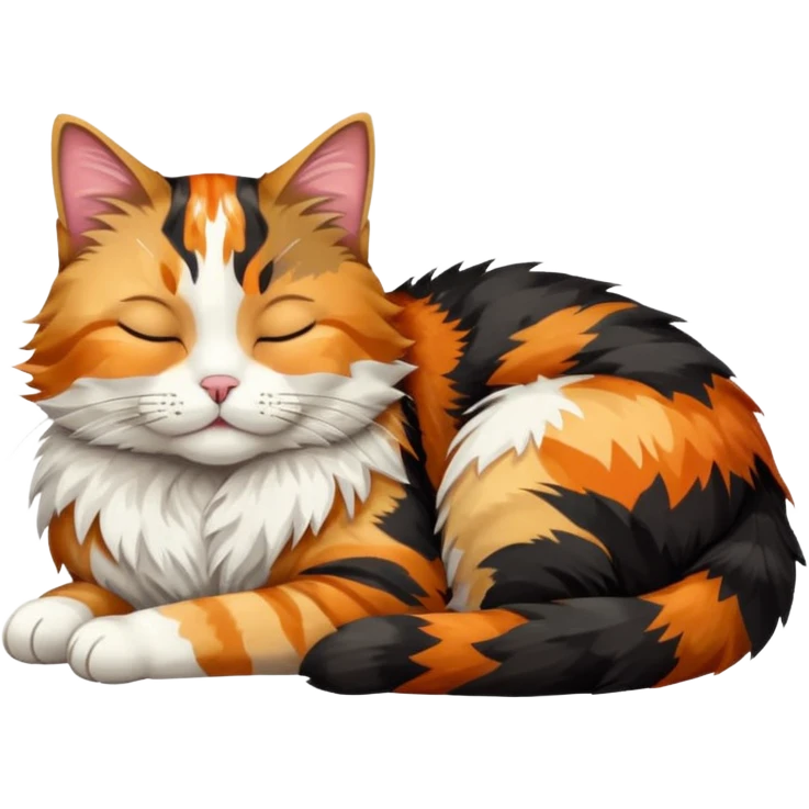 full body colourful light patched calico tabby cat sleeping emoji