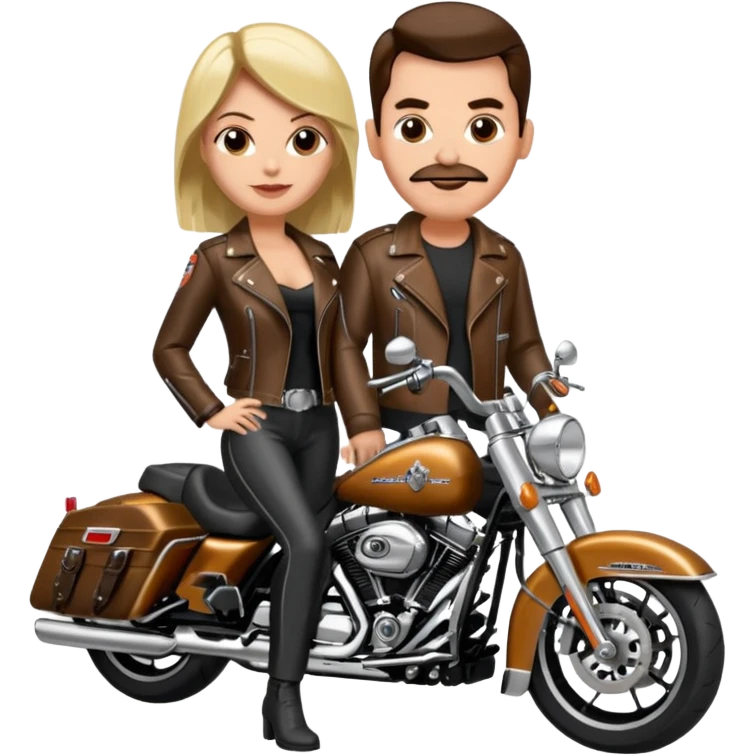Un couple de biker sur une harley road king emoji
