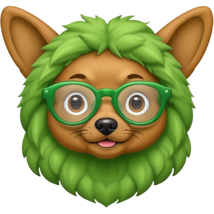 alien dog with folded ears green, wearing glassess emoji