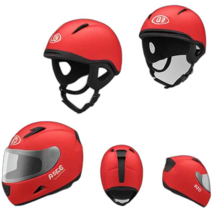 Casque de voiture rouge avec sponsor emoji