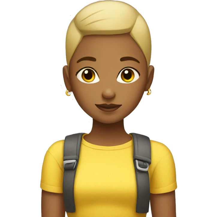 Girl in yellow dress and buzz cut emoji