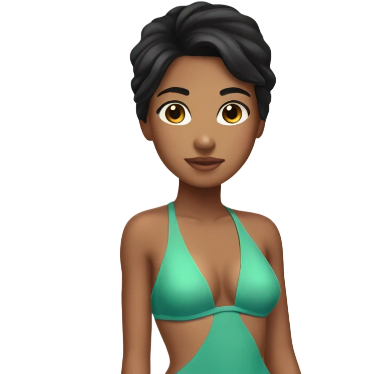 olive skin black hair girl in swimsuit emoji