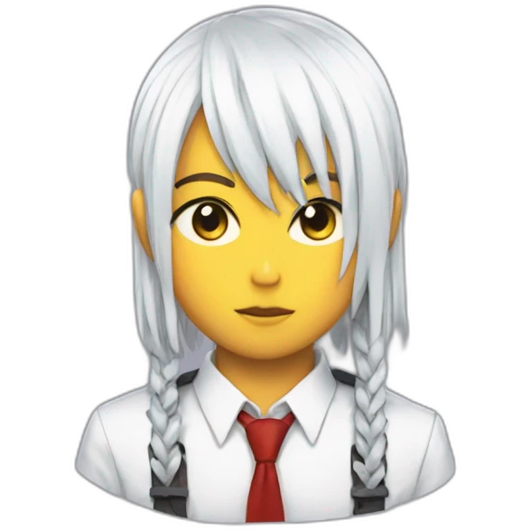 femel with fringe makima from chainsaw man with tied red hair a shirt and a a tie emoji