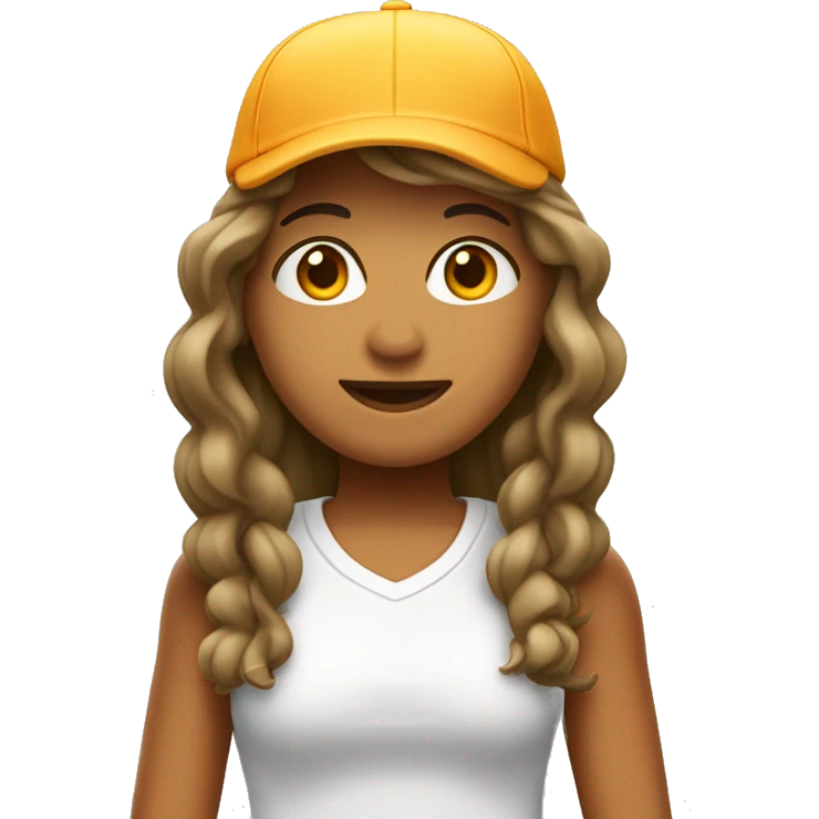 Emoji frustrada: Chica con gorra de tenis, cabello claro, pestañas grandes y de piel clara.  emoji