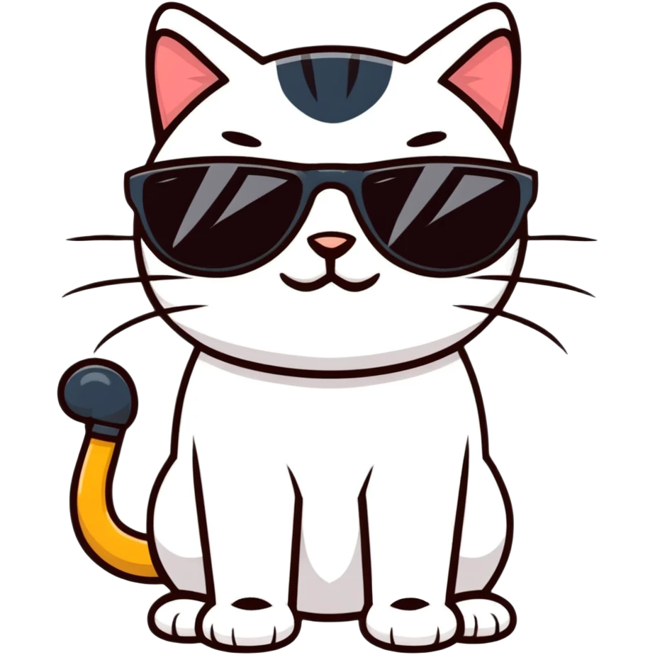 Cool cat wearing sunglasses, looking confident emoji