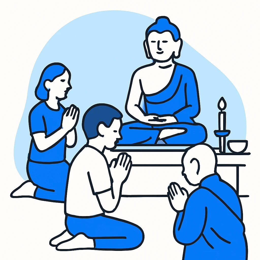 people praying in a Buddhist temple emoji
