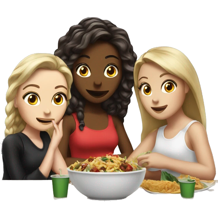 3 white girls eating at chilis emoji
