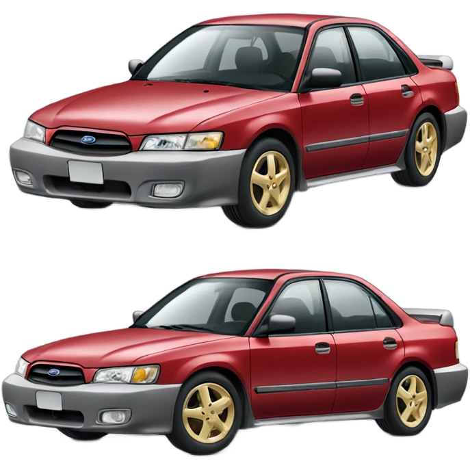 Red 1996 Subaru legacy sedan with gold wheels emoji