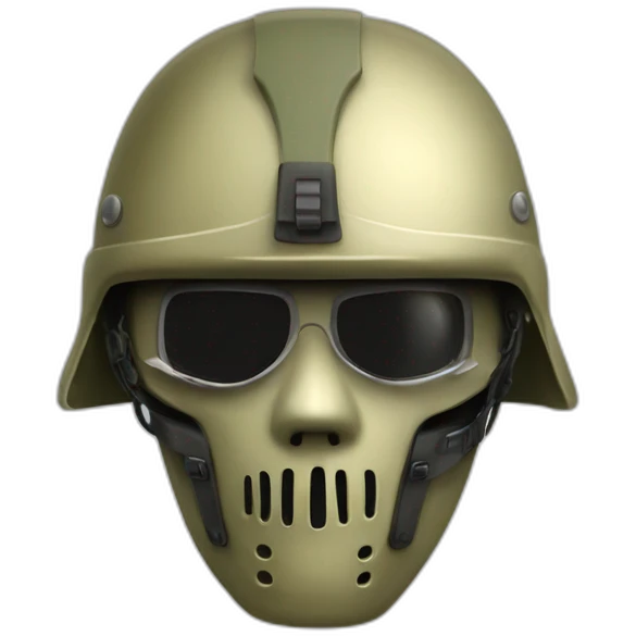 Masque  squelette et deux yeux casque militaire sérieux emoji