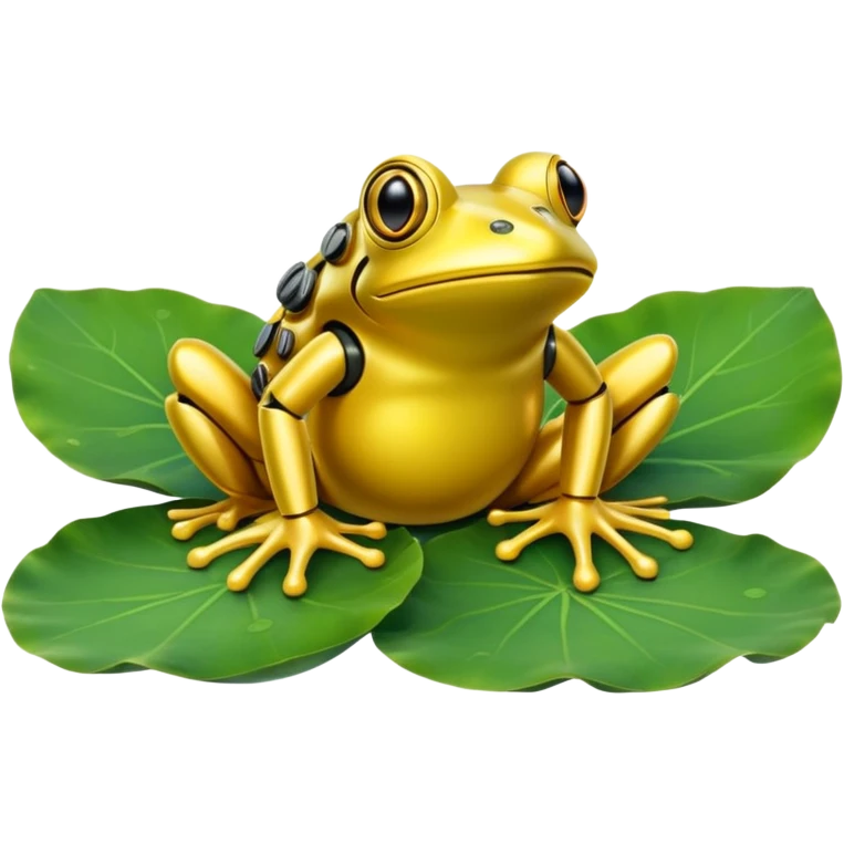 yellow robot frog on lotus leaf emoji
