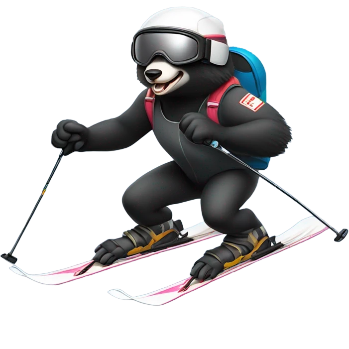 Honey badger skiing downhill emoji