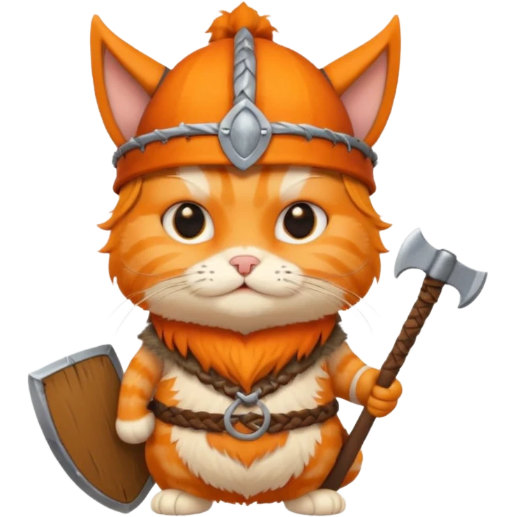 Viking Cat in viking hat holding tiny axe emoji