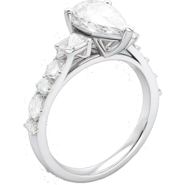 12 carat pear cut diamond engagement ring with small diamonds around the band white gold emoji