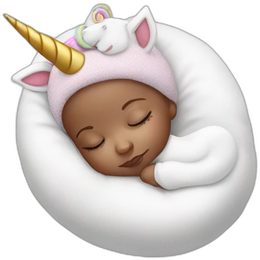 Sleeping white Newborn with unicorn headband emoji