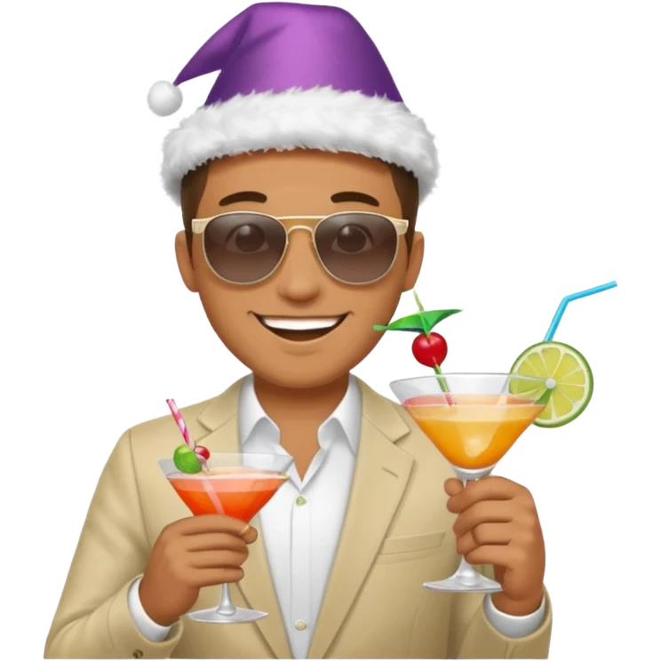 Male pool party with cocktails head emoji