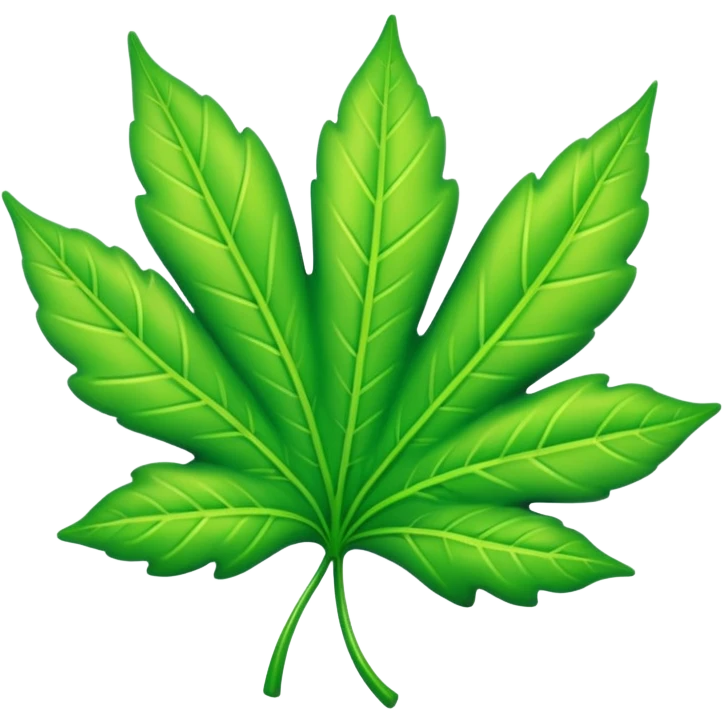 A neon green leaf emoji, iPhone emoji style, glossy and smooth, cartoonish, vibrant neon green color, high detail, simple and cute design, isolated on white background, centered c

 emoji