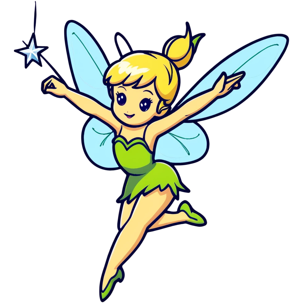 tinkerbell flying with sparkles emoji