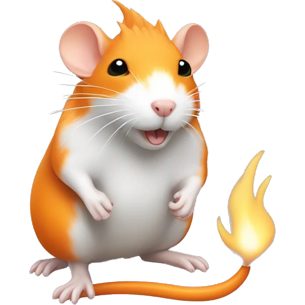 an orange rat with a white flame shape on it's fur emoji