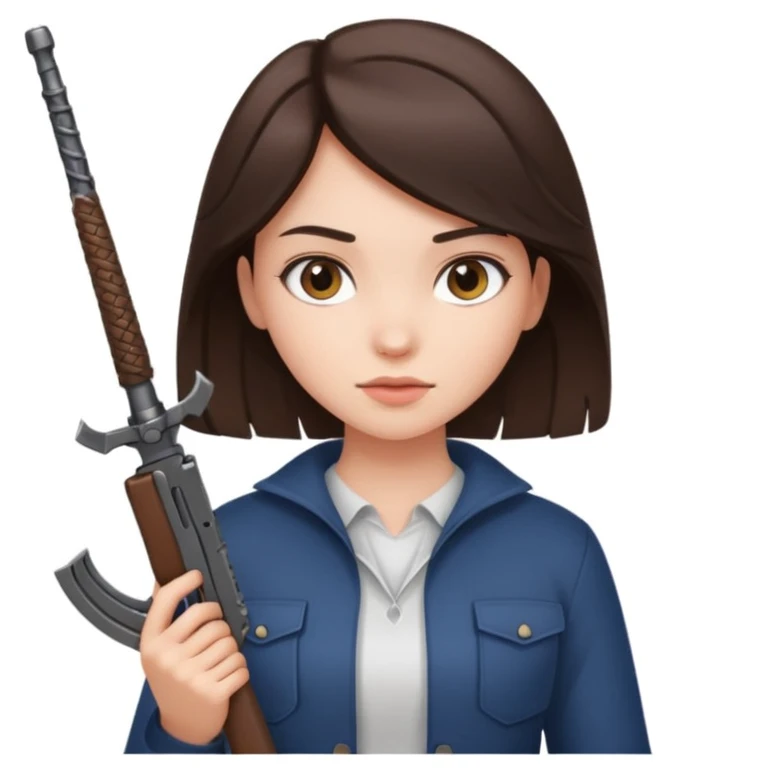 Fille brune clean girl avec une arme  emoji