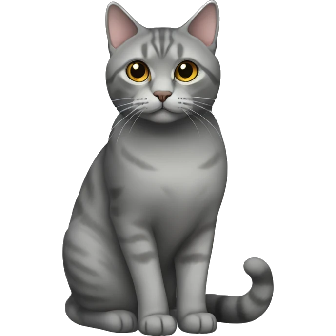 Grey Scottish straight cat, full body emoji