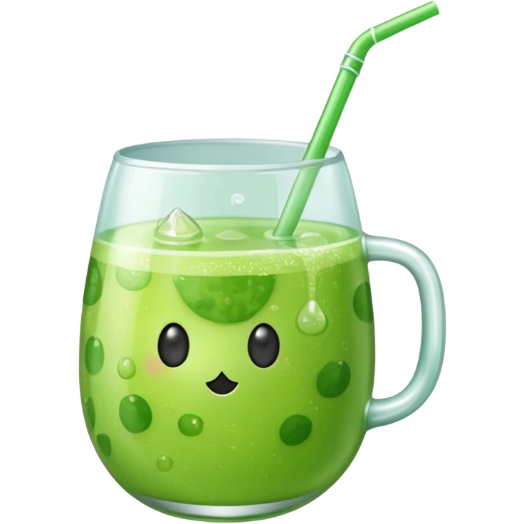 small cup of bubbly green melon soda with a straw, no fruit emoji