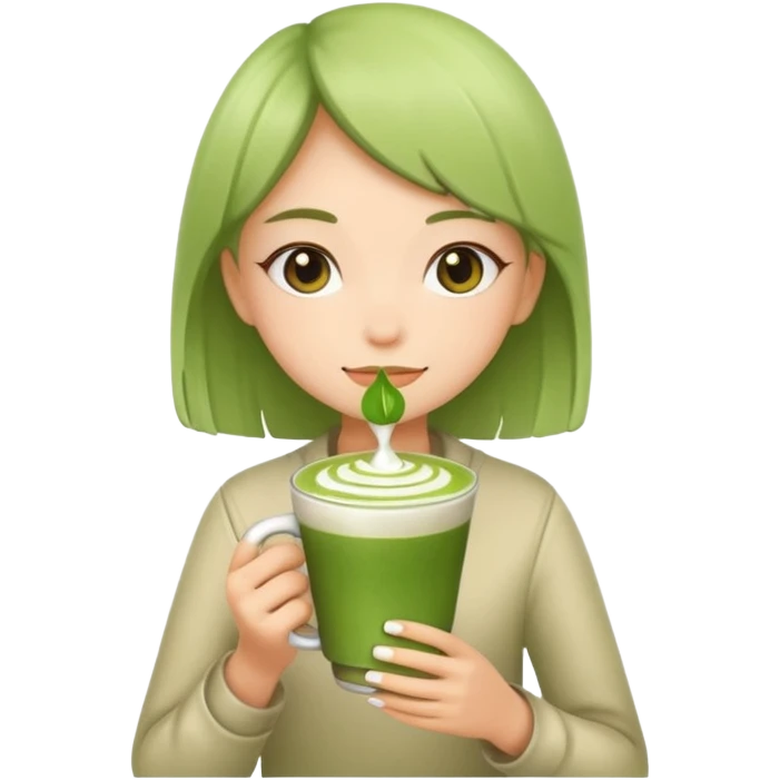 Girl with matcha latte emoji