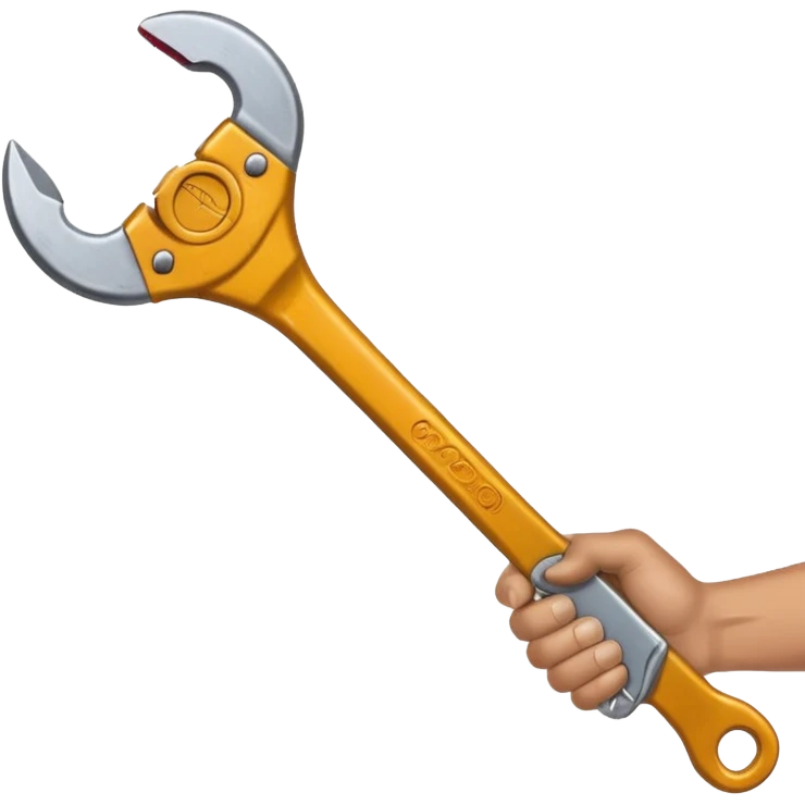 A man's hand holds a wrench emoji