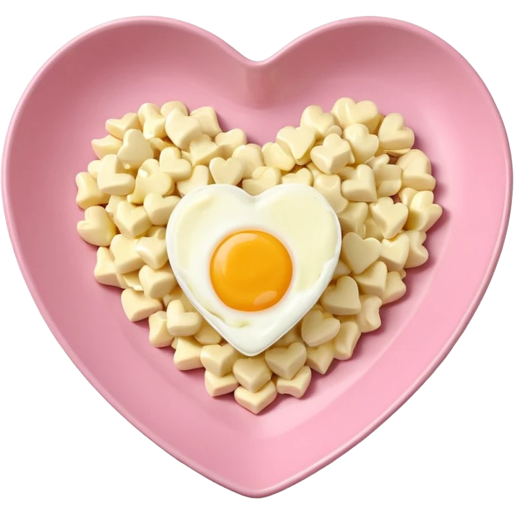 egg salad in a light pink heart shaped plate emoji