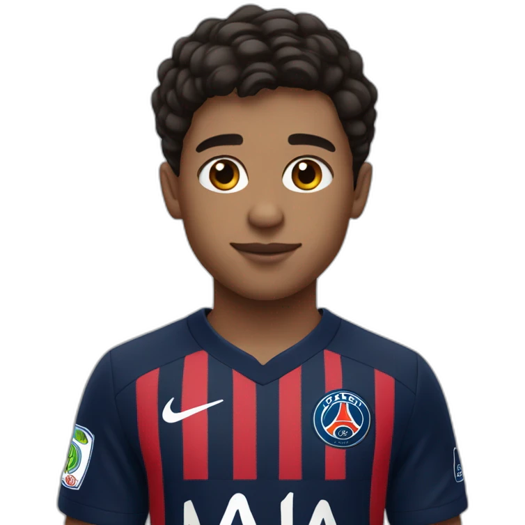 boy with black brown hair and a fade haircut with a psg jersey emoji