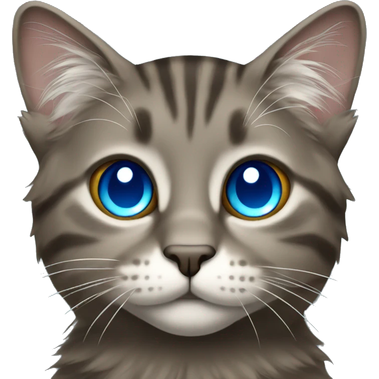 Long hair dark tabby cat with blue eyes emoji