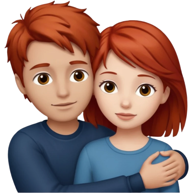 Red haired girl with brown hair boy romance emoji