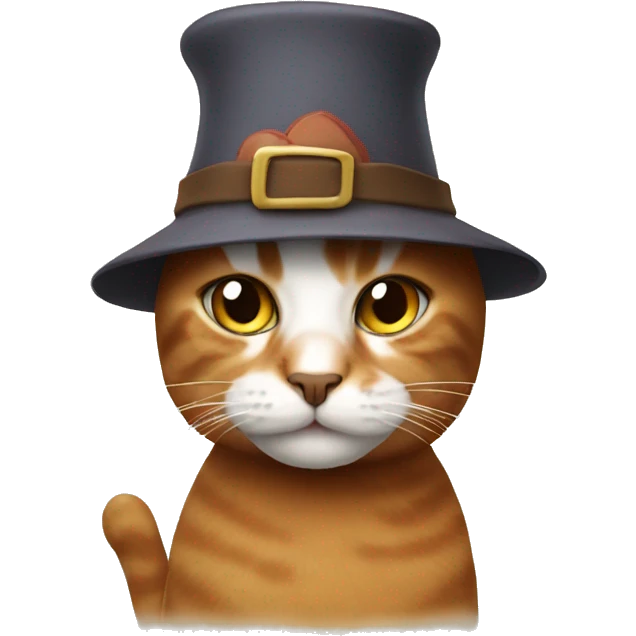 Cat wearing a turkey hat emoji