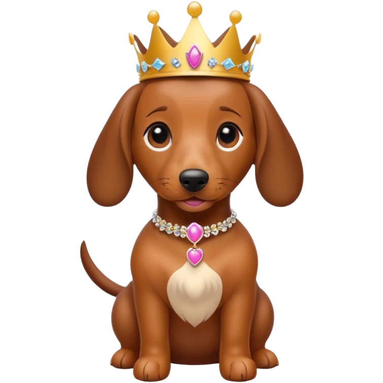 Sausage dog wearing a tiara and bow emoji