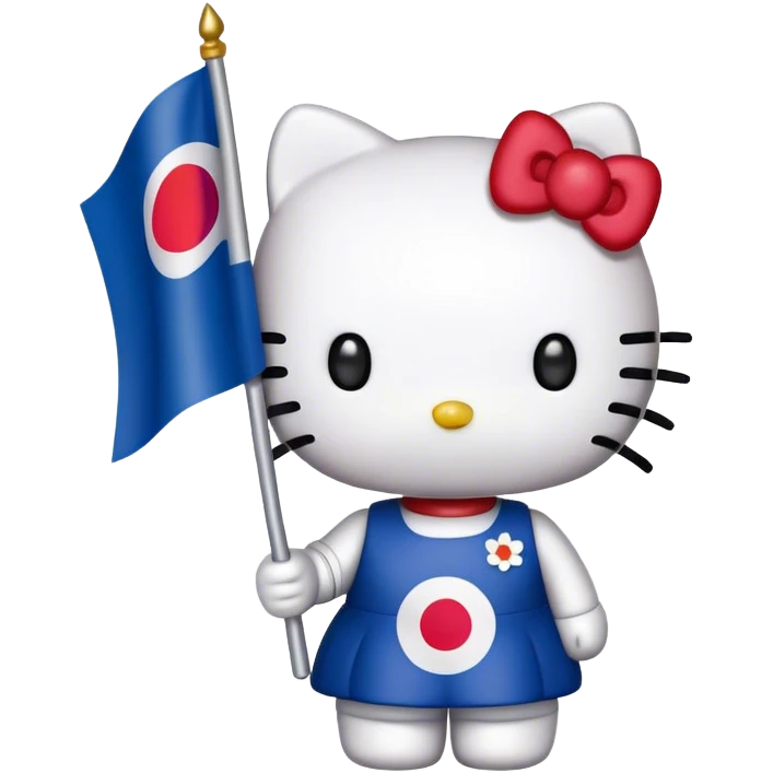 hello kitty holding the South Korean flag emoji