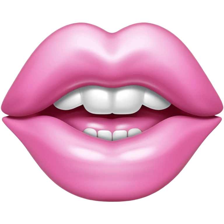 female lips emoji, smooth liquid metal chrome surface, sculpted shape, high-gloss reflections, monochrome futuristic 3D style, isolated on white emoji