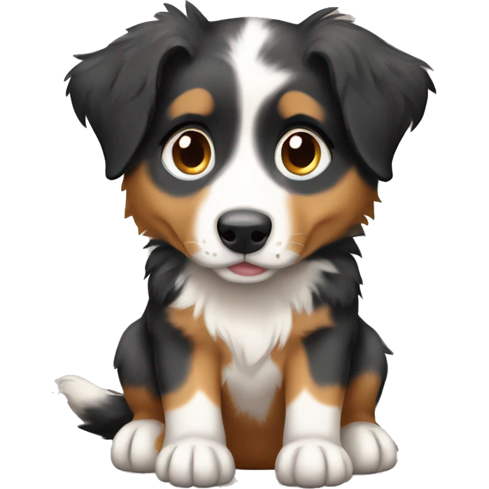Australian Shepard puppy in kennel emoji
