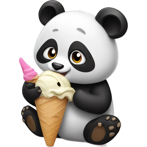 Panda eating ice cream emoji