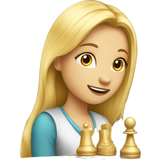 Blond girl learning chess emoji