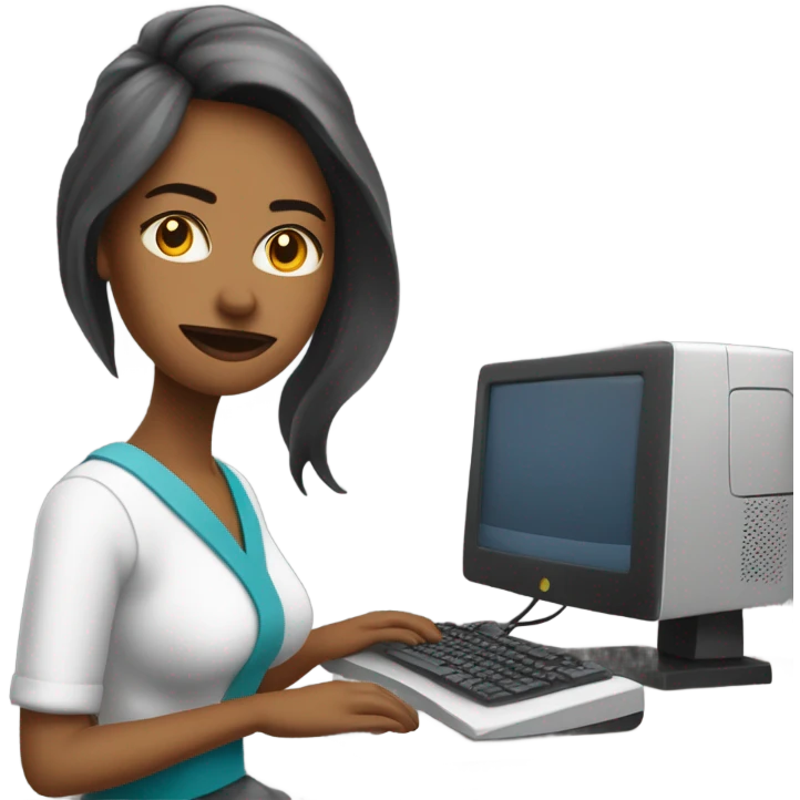 Mujer colorada usando la computadora  emoji