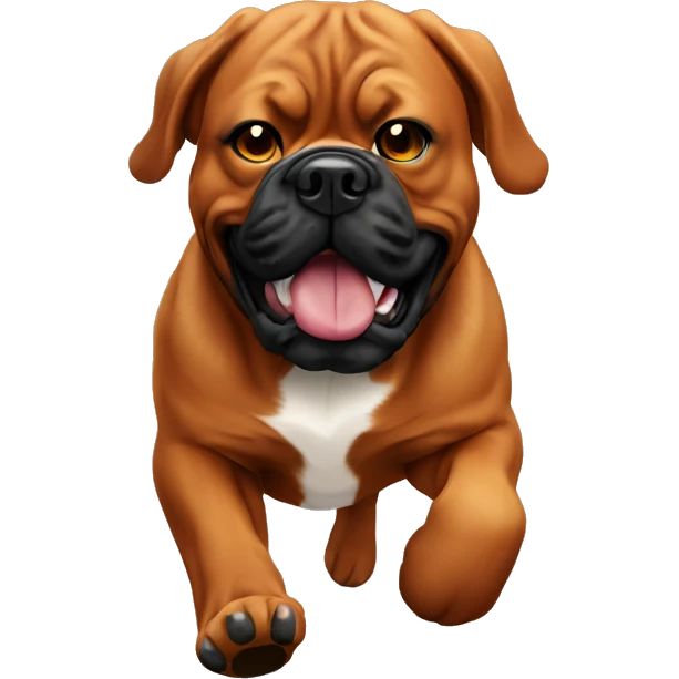 Running Dogue de Bordeaux with black mask emoji