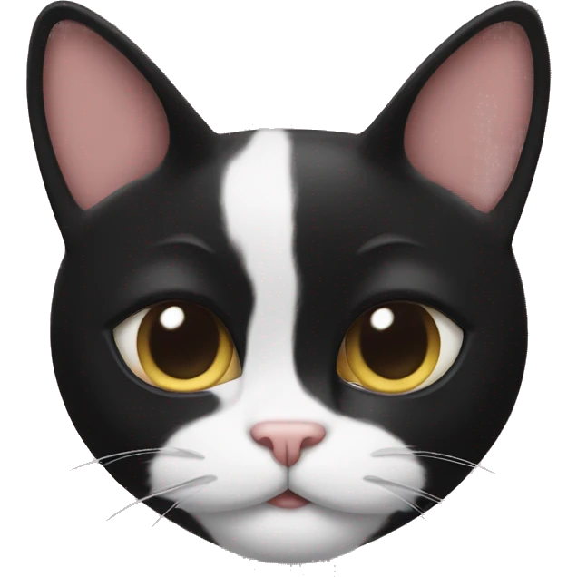 tuxedo cat with a face that looks like an upside down heart emoji