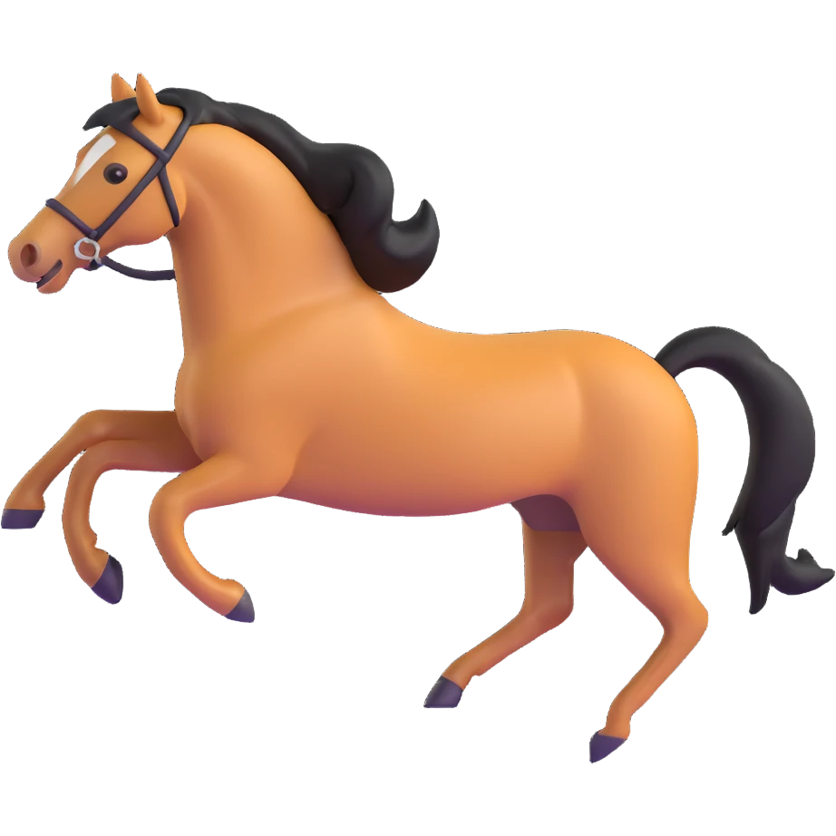 a free rein horse, running freely, 3D emoji style emoji